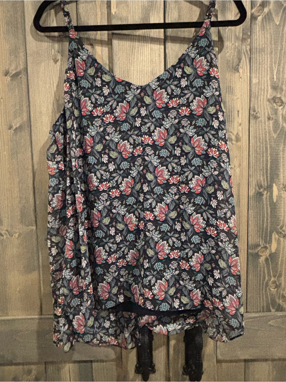 CAbi Navy Floral V-Neck Camisole with Pink & Light Blue Blooms - Picture 2 of 4